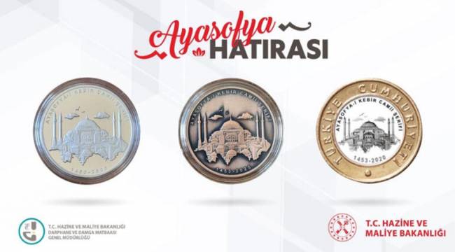 Bakan Albayrak paylaştı! İşte Ayasofya Camii için basılan özel para…