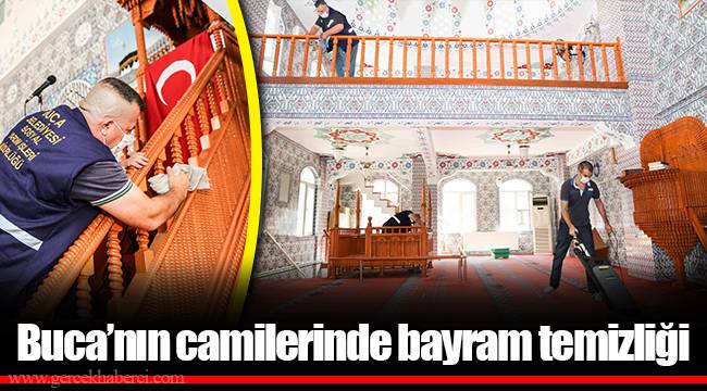 Buca’nın camilerinde bayram temizliği