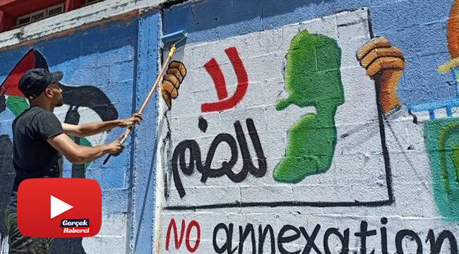 Filistinli gençler, İsrail'in ilhakını grafiti çizerek protesto etti