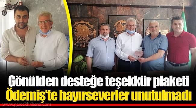 Gönülden desteğe teşekkür plaketi