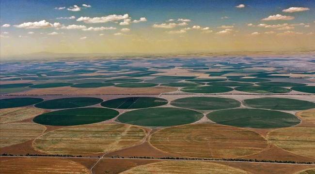 Konya'nın devasa dairesel tarlaları gökyüzünden görüntülendi