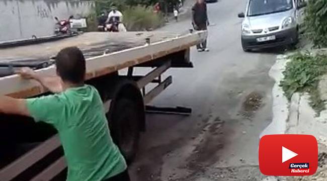 Çekicinin iş kazası... O anlar kamerada