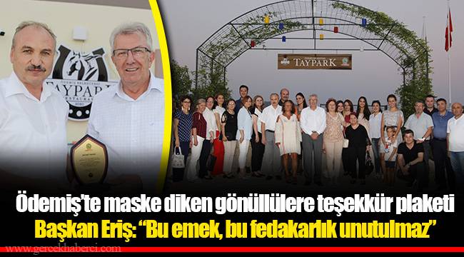 Ödemiş’te maske diken gönüllülere teşekkür plaketi 