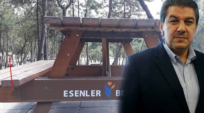 Tevfik Göksu piknik masalarındaki 'İstanbul Büyükşehir Belediyesi' yazısını sansürledi