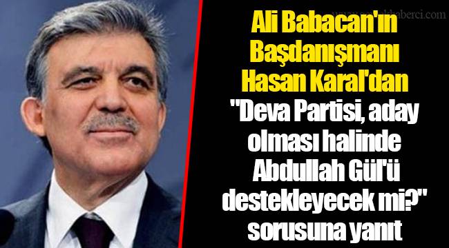 Ali Babacan'ın Başdanışmanı Hasan Karal'dan "Deva Partisi, aday olması halinde Abdullah Gül'ü destekleyecek mi?" sorusuna yanıt