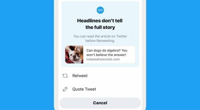 Çok yakında Twitter'da: Retweet etmeye yeltenen her kullanıcı 'önce oku' uyarısıyla karşılaşacak