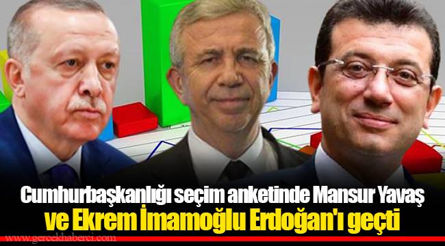 Cumhurbaşkanlığı seçim anketinde Mansur Yavaş ve Ekrem İmamoğlu Erdoğan'ı geçti