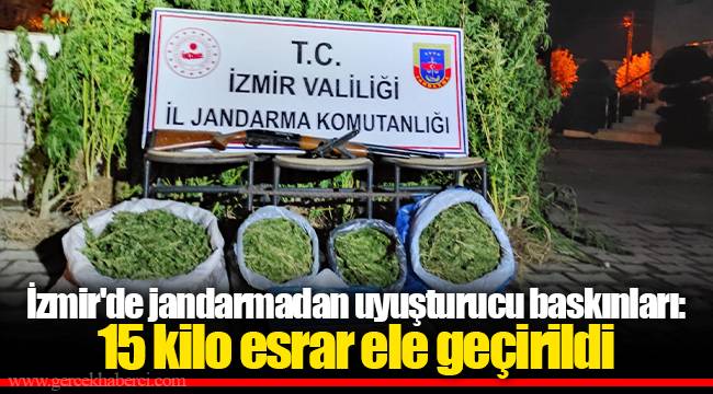 İzmir'de jandarmadan uyuşturucu baskınları: 15 kilo esrar ele geçirildi