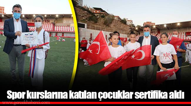 Spor kurslarına katılan çocuklar sertifika aldı