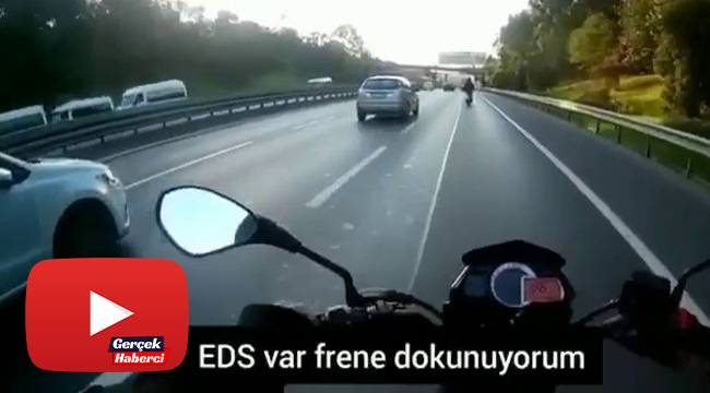 TEM Otoyolu’nda motosikletlinin ölümden döndüğü “makas” terörü kamerada