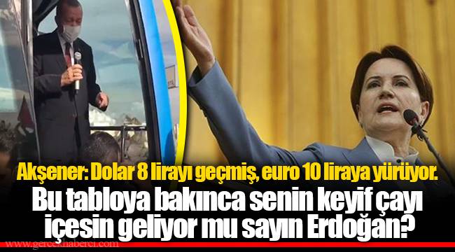 Akşener: Dolar 8 lirayı geçmiş, euro 10 liraya yürüyor. Bu tabloya bakınca senin keyif çayı içesin geliyor mu sayın Erdoğan?