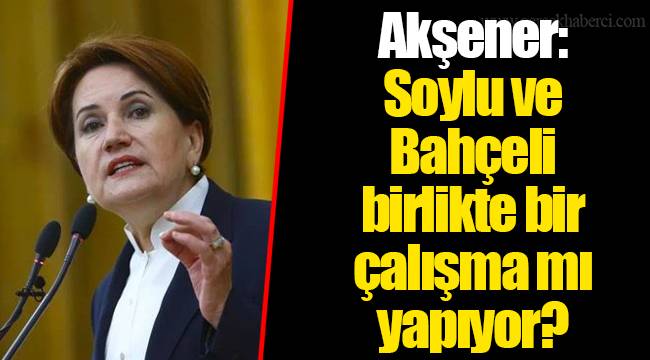 Akşener: Soylu ve Bahçeli birlikte bir çalışma mı yapıyor?