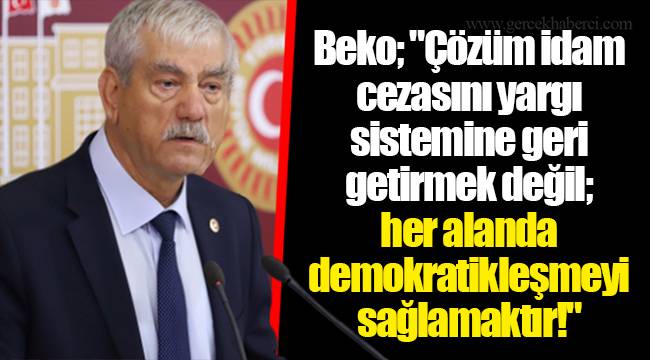 Beko; "Çözüm idam cezasını yargı sistemine geri getirmek değil; her alanda demokratikleşmeyi sağlamaktır!"
