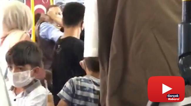 Kağıthane’de halk otobüsünde maskesini yarım takan yaşlı adama kadın tokat attı