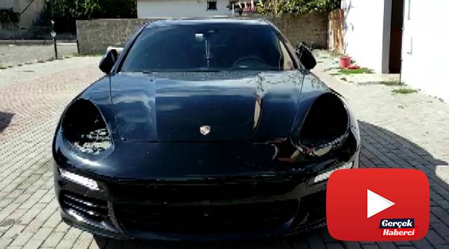 Lüks otomobilin farları çalınması kamerada
