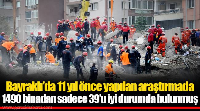 Bayraklı’da 11 yıl önce yapılan araştırmada 1490 binadan sadece 39’u iyi durumda bulunmuş