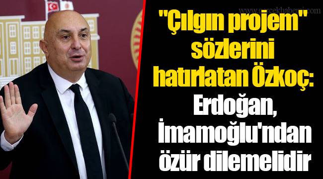 "Çılgın projem" sözlerini hatırlatan Özkoç: Erdoğan, İmamoğlu'ndan özür dilemelidir