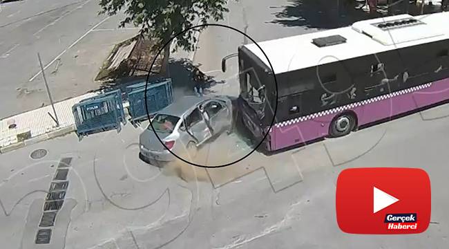 Genç kadın kazadan saniyelerle kurtuldu