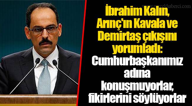 İbrahim Kalın, Arınç'ın Kavala ve Demirtaş çıkışını yorumladı: Cumhurbaşkanımız adına konuşmuyorlar, fikirlerini söylüyorlar
