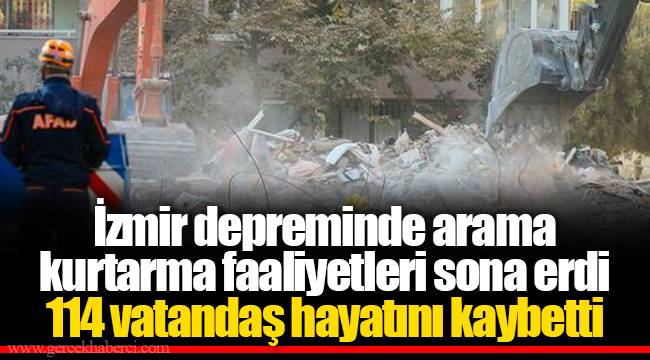 İzmir depreminde arama kurtarma faaliyetleri sona erdi