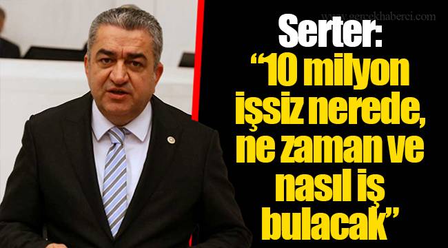 Serter: “10 milyon işsiz nerede, ne zaman ve nasıl iş bulacak”