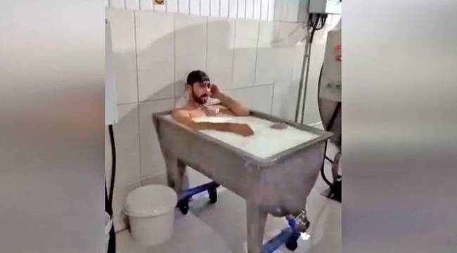 Süt kazanında 'banyo keyfi': 2 kişi tutuklandı