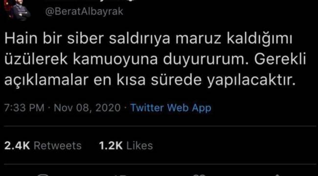 Tweet Albayrak'a ait değil