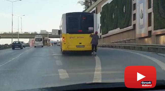 70 kilometre hızla paten yolculuğu kamerada