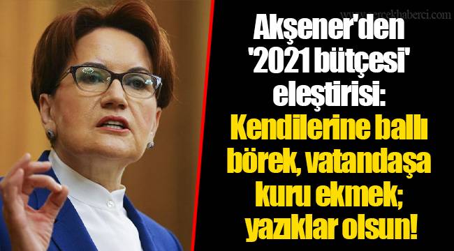 Akşener'den '2021 bütçesi' eleştirisi: Kendilerine ballı börek, vatandaşa kuru ekmek; yazıklar olsun!