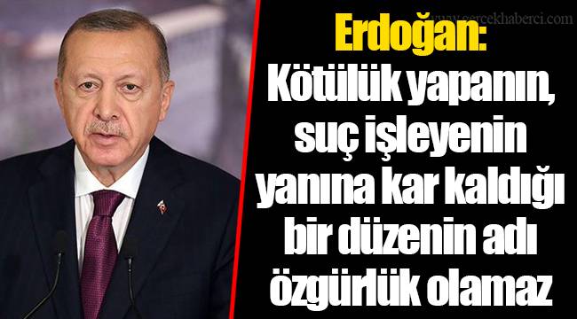 Erdoğan: Kötülük yapanın, suç işleyenin yanına kar kaldığı bir düzenin adı özgürlük olamaz