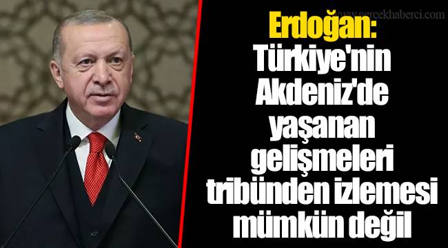 Erdoğan: Türkiye'nin Akdeniz'de yaşanan gelişmeleri tribünden izlemesi mümkün değil