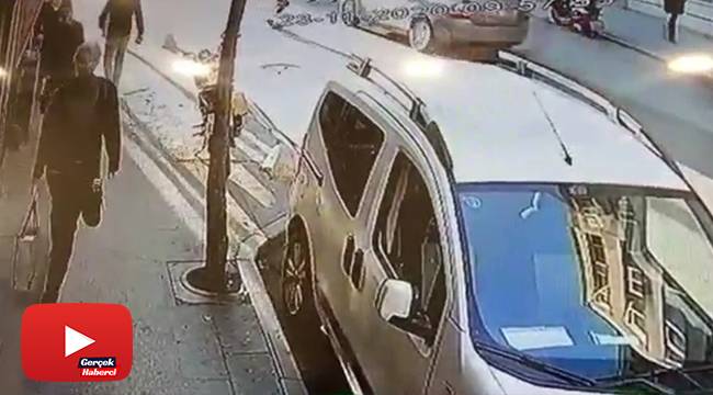 İşe gitmeye çalışan kadının dehşeti yaşadığı kaza kamerada
