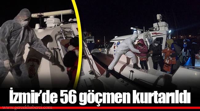 İzmir’de 56 göçmen kurtarıldı