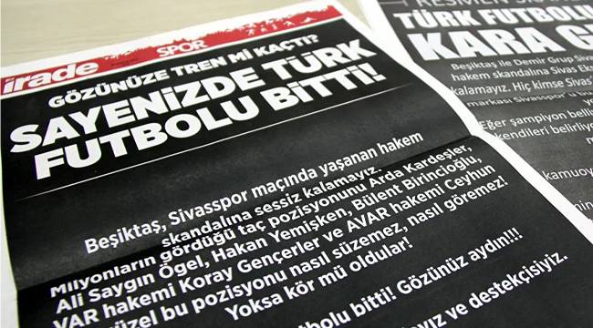 Sivas'ta yerel gazeteler spor sayfalarını kararttı: 'Sayenizde Türk futbolu bitti, gözünüze tren mi kaçtı?'