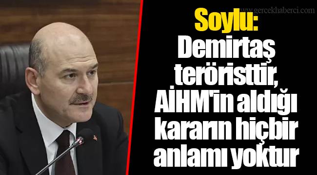 Soylu: Demirtaş teröristtir, AİHM'in aldığı kararın hiçbir anlamı yoktur