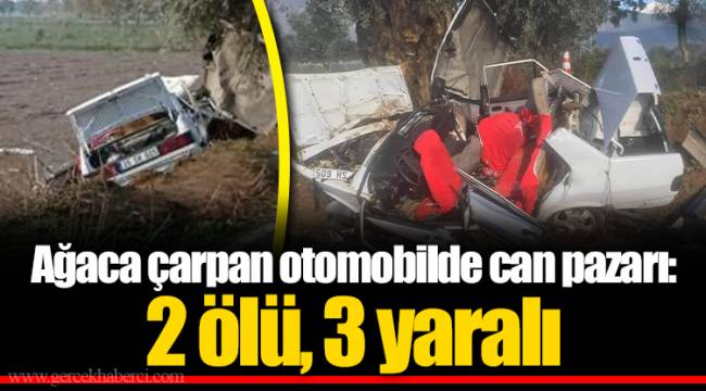 Ağaca çarpan otomobilde can pazarı: 2 ölü, 3 yaralı