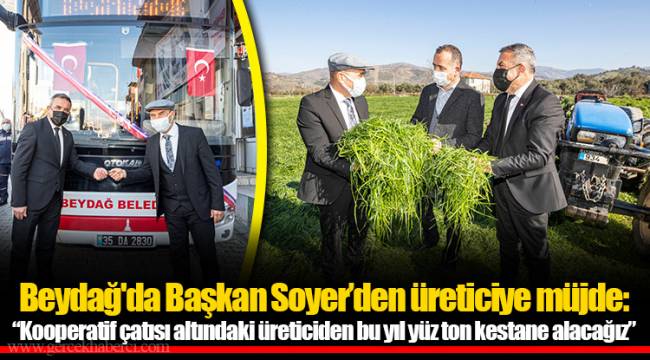 Beydağ'da Başkan Soyer’den üreticiye müjde: “Kooperatif çatısı altındaki üreticiden bu yıl yüz ton kestane alacağız”