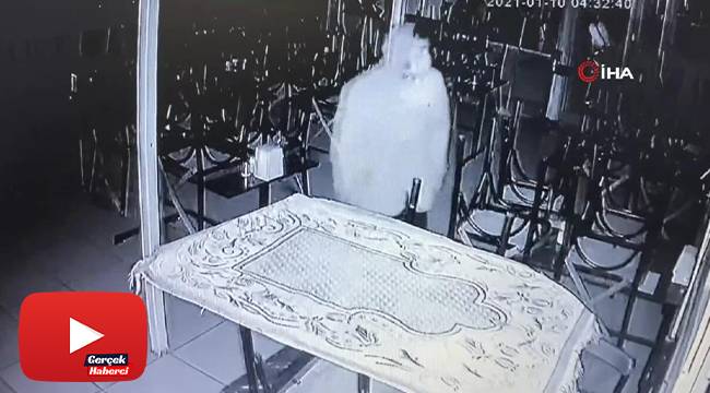 Çay ocağına giren şaşkın hırsız kamerada
