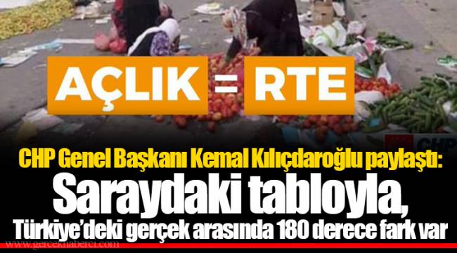CHP Genel Başkanı Kemal Kılıçdaroğlu paylaştı: Saraydaki tabloyla, Türkiye’deki gerçek arasında 180 derece fark var