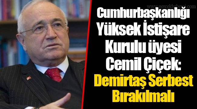 Cumhurbaşkanlığı Yüksek İstişare Kurulu üyesi Cemil Çiçek: Demirtaş Serbest Bırakılmalı