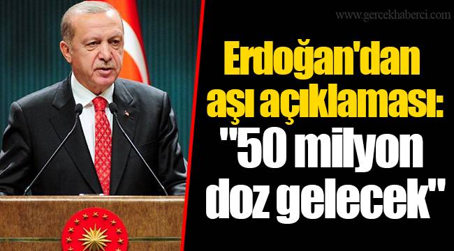 Erdoğan'dan aşı açıklaması: "50 milyon doz gelecek"