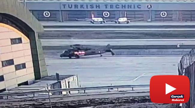 Havalimanındaki helikopter kaza anı kamerada