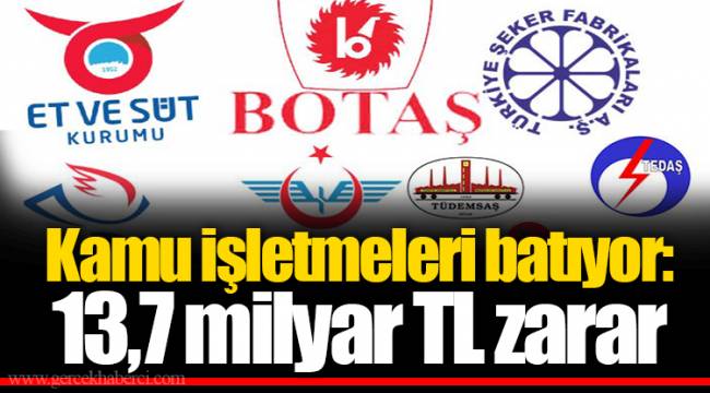 Kamu işletmeleri batıyor: 13,7 milyar TL zarar