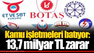 Kamu işletmeleri batıyor: 13,7 milyar TL zarar