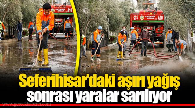 Seferihisar'daki aşırı yağış sonrası yaralar sarılıyor