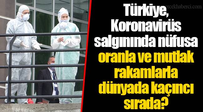 Türkiye, Koronavirüs salgınında nüfusa oranla ve mutlak rakamlarla dünyada kaçıncı sırada?