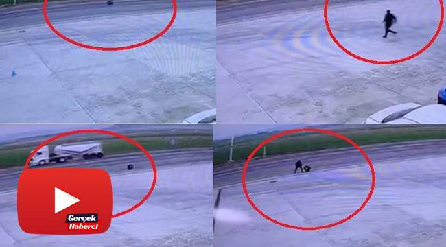 Anayolda kamyonetten teker fırladı, o anlar kamerada