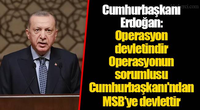 Cumhurbaşkanı Erdoğan: Operasyon devletindir. Operasyonun sorumlusu Cumhurbaşkanı'ndan MSB'ye devlettir