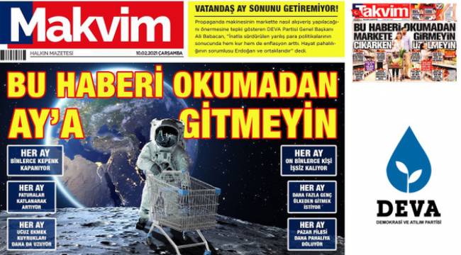 DEVA Partisi Takvim'i Makvim Yaptı, Akla Ziyan Manşetiyle Dalga Geçti