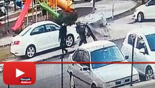 El arabalı hırsızlar güvenlik kamerasında